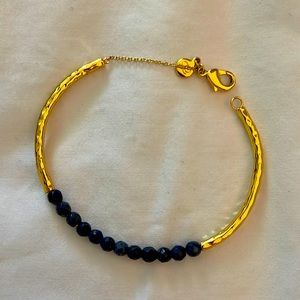 Lapis beaded and gold bracelet